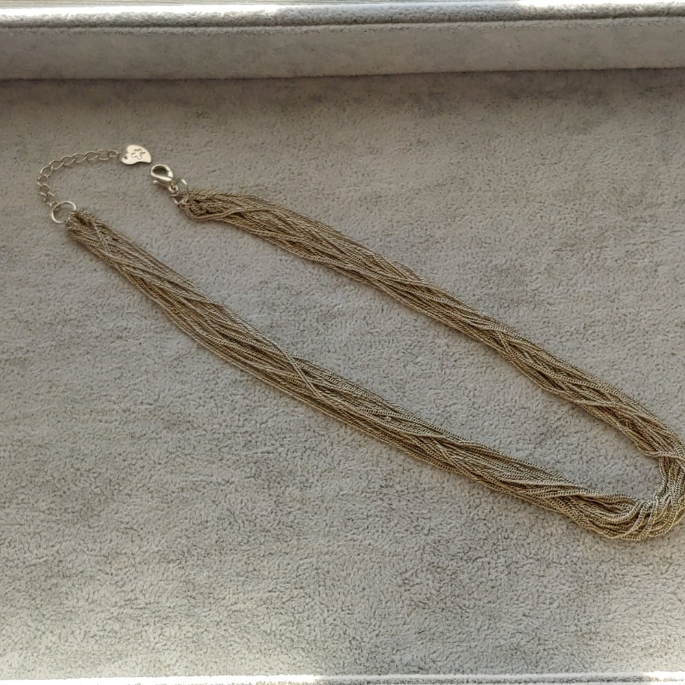 Multi Strand Adjustable Silver Chain Necklace. - image 3